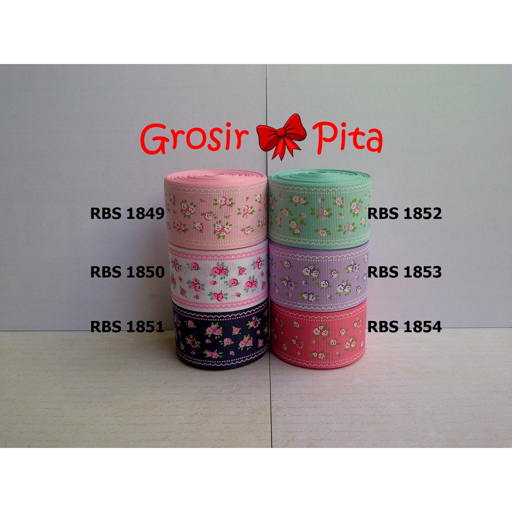 

(25 yard) Pita Grosgrain Motif Bunga RBS 1849,1850,1851,1852,1853,1854 | Toko Bahan Craft | Grosir Pita