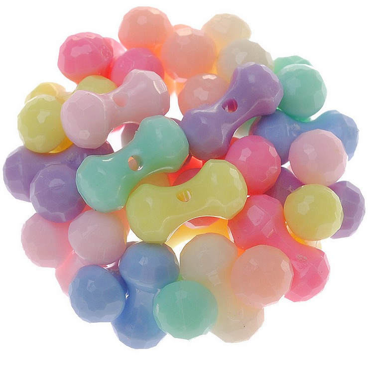 20pcs Manik-Manik Plastik Warna Campur Ukuran 7x14mm Untuk Bayi DIY