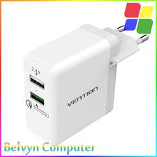 Vention QC02 Dual USB Port Qualcomm Quick Charge 3.0 Wall Charger