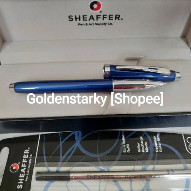 

Paket 1 Klik: 1pcs Sheaffer SGC100 Glossy Blue CT Rollerball + 1pcs Refill Rollerball