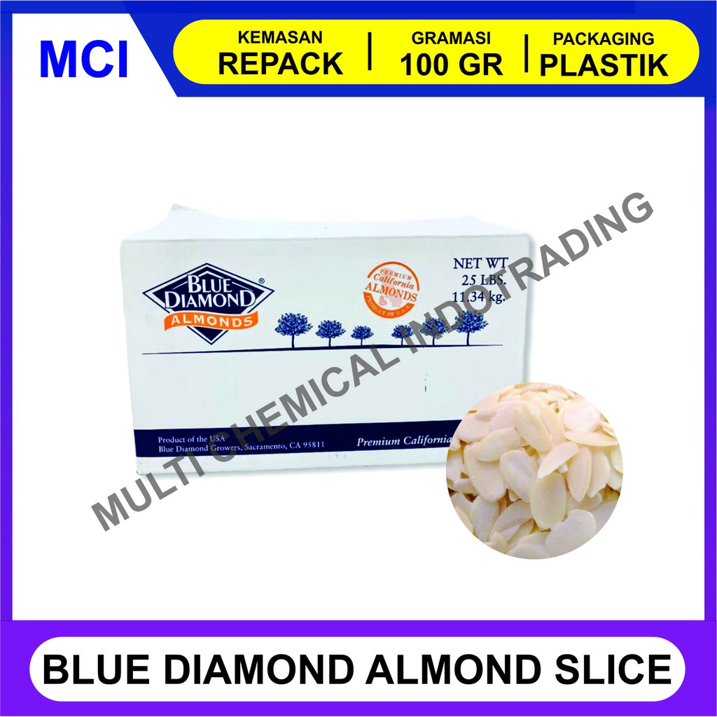 

(KEMASAN VAKUM) ALMOND SLICE / KACANG ALMOND SLICE 100 GR hs