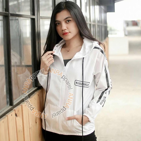 KUXU Jaket Kuxu Hoodie Resleting Wanita - Jaket Parasut Hoodie Zipper Wanita - Jaket Sporty Wanita