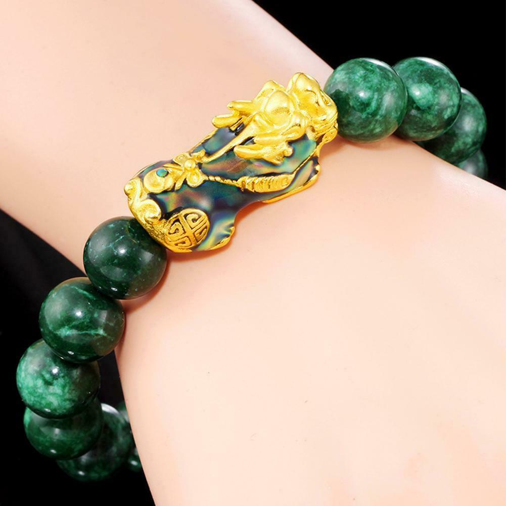 Feng Shui PIXIU Sapphire Bead Bracelet/Unisex Natural Stone Rich Wealth Bracelets/Good Luck Jewelry Wristband Gift