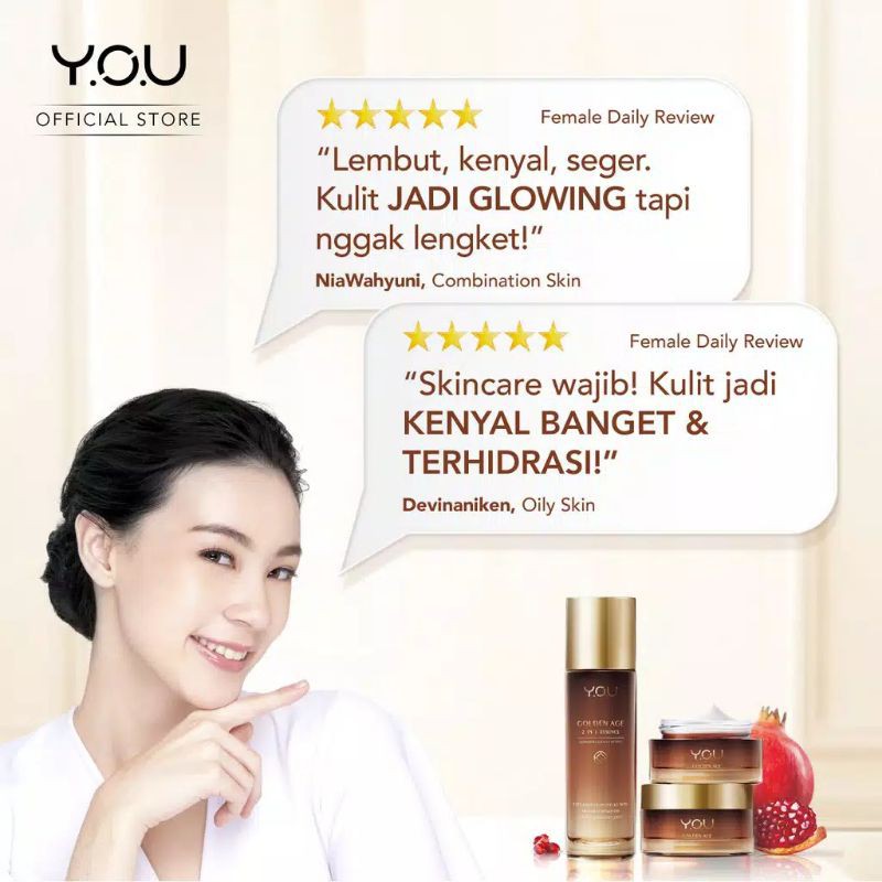 Kosmetik You Golden Age Krim Wajah Siang Hari / Illuminating Day Cream 18g SPF 30 PA+++