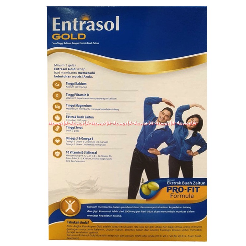 Susu Entrasol Gold High Kalsium untuk 51+ Plain 350g Rasa Plain dan Coklat