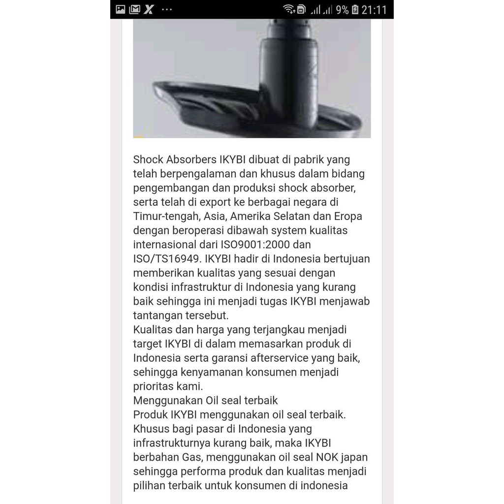 shockbreaker sokbeker shokbreker Toyota Starlet ikybi iso9001 depan