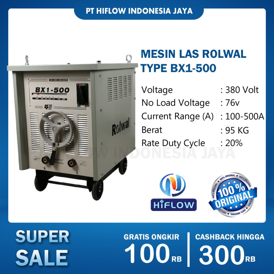Mesin Las BX1-500 full tembaga / ROLWAL mesin las transformer BX1-500