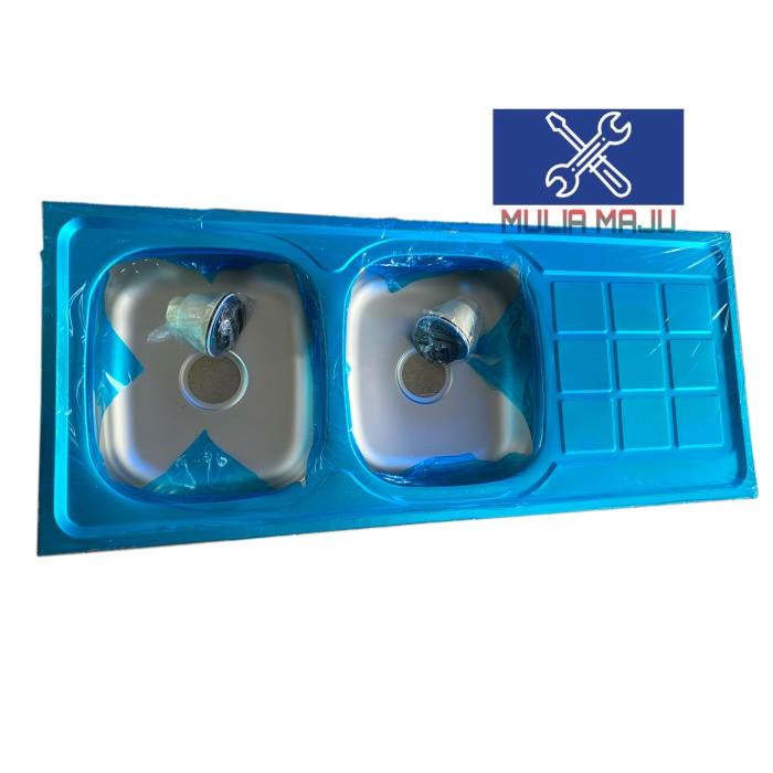 Dish | Bak Cuci Piring 2 Lubang /Kitchen Sink Stainless 2 Lobang 120Cmx50Cm