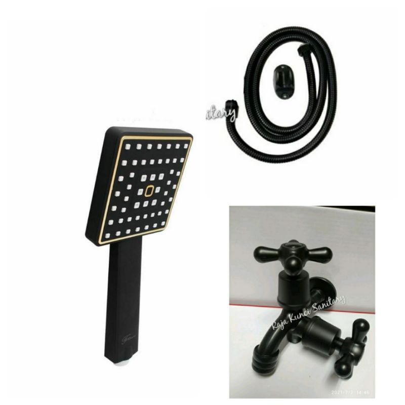 Hand Shower Set Hitam Black/Hand Shower + Kran Hitam/Black/ABS Series