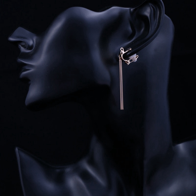 Metal Strip Anting Jepit Clip On Earrings No Ear Hole Klip Telinga Geometric Anting Klip  CE18-6