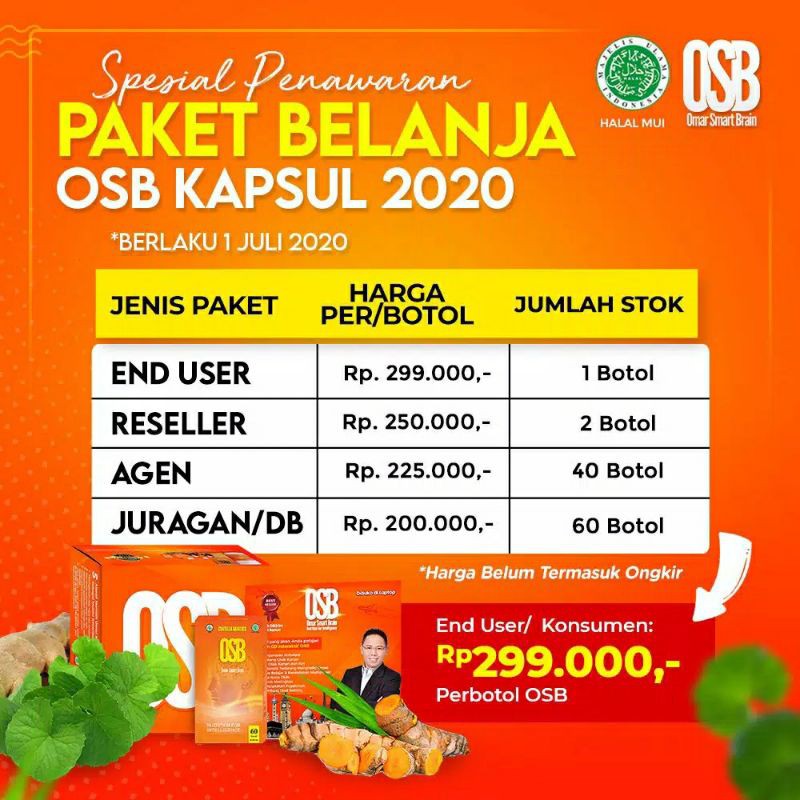 OSB Vitamin Otak Anak dan dewasa Omar Smart Brain Kapsul 100 % Produk Asli &amp; Original