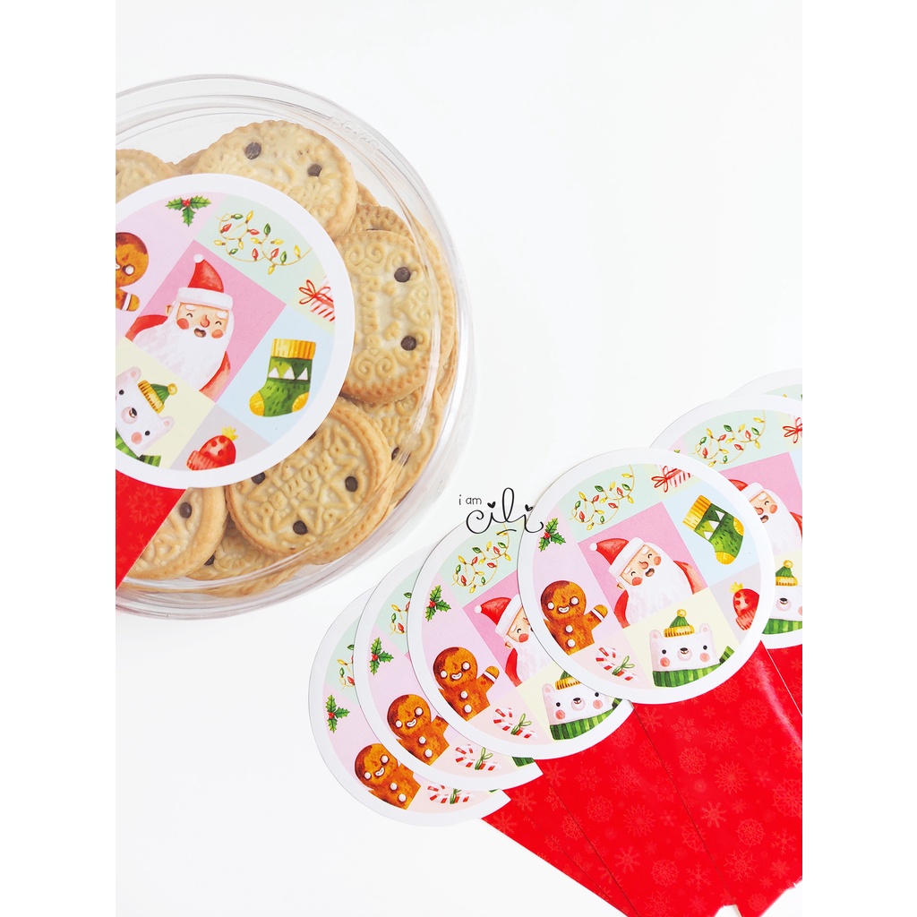

(SC048/SC049) stiker natal merry christmas KAKEK SANTA untuk toples