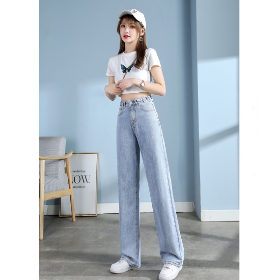 Kakak_clother Biru salju high waist premium celana jeans kulot