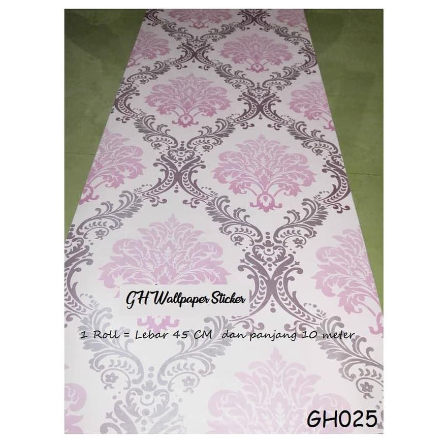 TERBAIK JUAL GH025 - BATIK SILVER PINK WALLPAPER STICKER SZ 45CM X 10M PINK | GRATISONGKIR