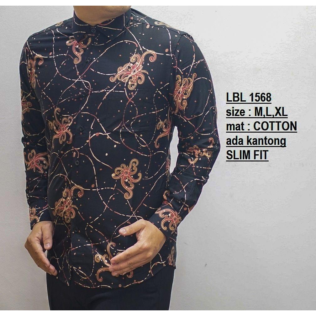 KEMEJA BATIK PRIA SLIM FIT MODERN LUIGIBATANI KATUN HALUS LBL607