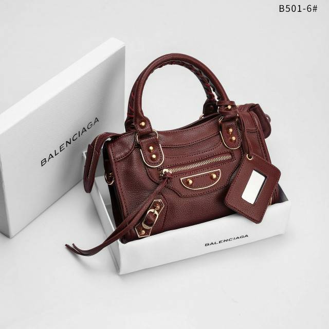 BALENCIAGA CITY METALLIC EDGE BAG WITH BOX B501-6*