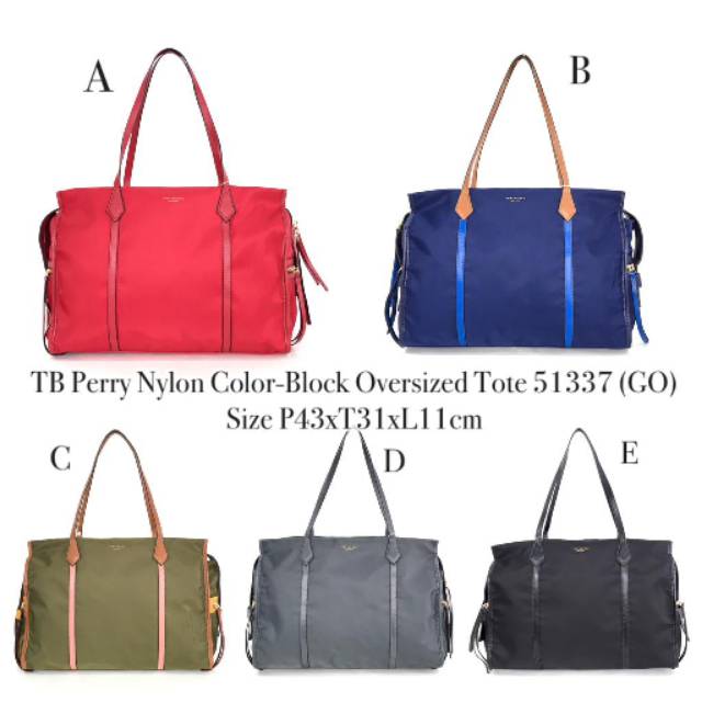 Jual Tory Burch Perry Nylon Color-Block Oversized Tote 51337 (GO) | Shopee  Indonesia