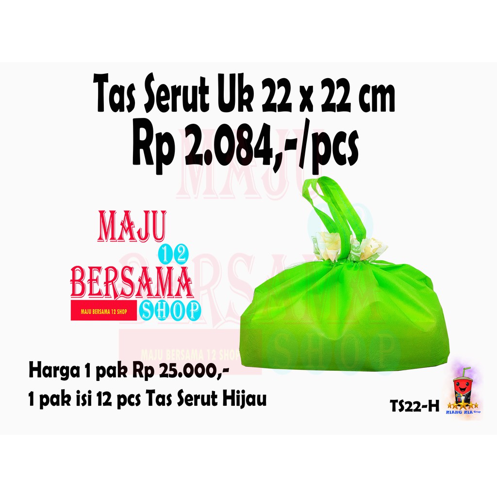 TAS SERUT KAIN UK 22 CM UNTUK DUS MAKANAN / SOUVERNIR ULANG TAHUN @ 12PCS-HIJAU