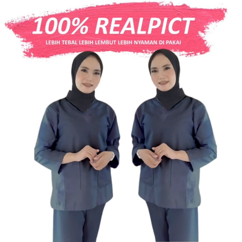Baju Perawat Ok Lengan Panjang Medis American Drill Size S M L XL XXL