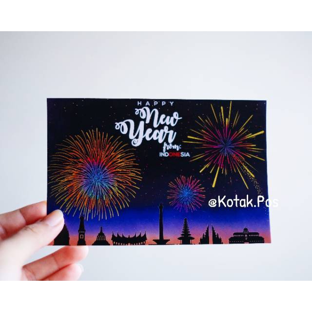 

HAPPY NEW YEAR FIREWORKS KEMBANG API TAHUN BARU PERAYAAN KARTU POS POSTCARD SURAT UNIK POSTCROSSING