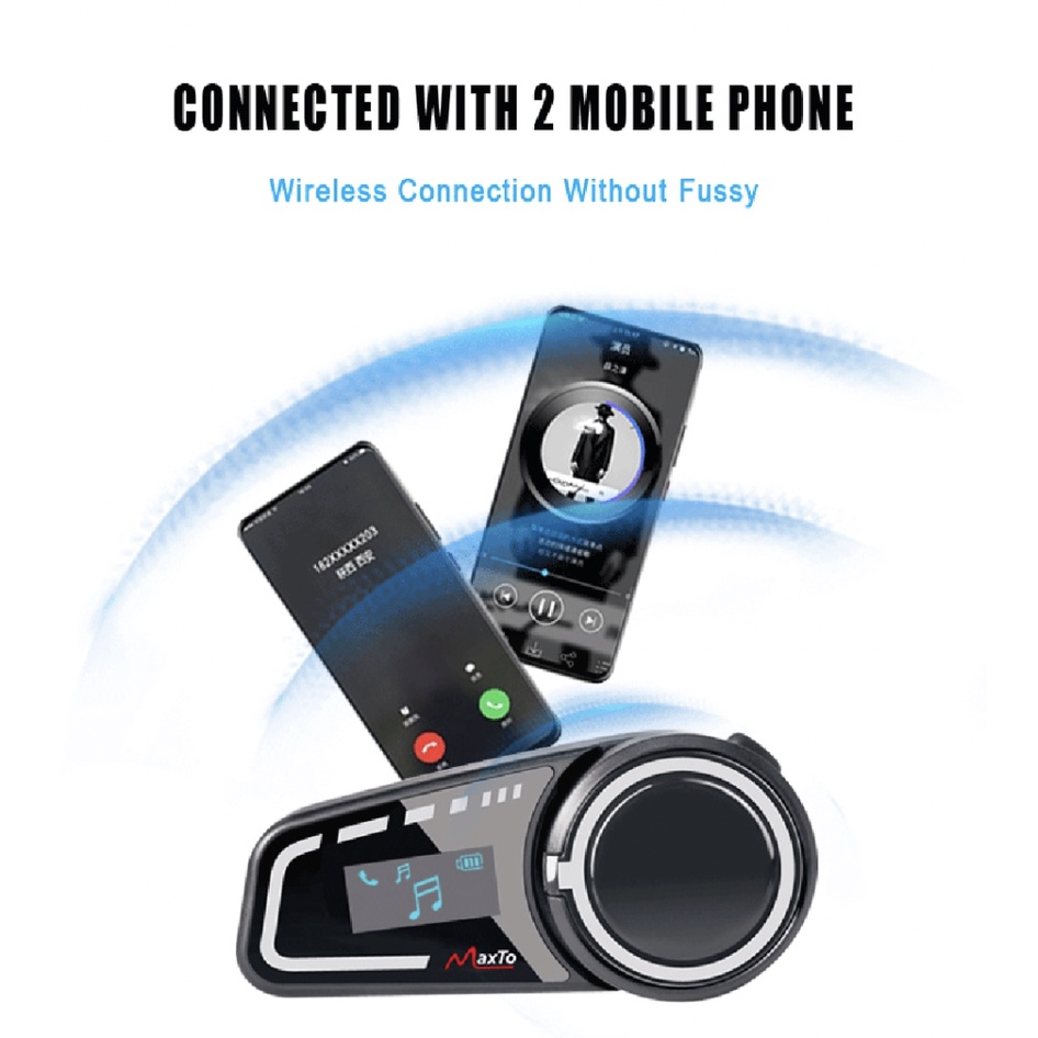 Maxto M2C Bluetooth Radio Intercom Helm 6 Rider Alt M2 M3 EJEAS Q7 V6 PRO