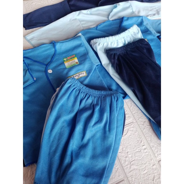 Baju Bayi panjang isi 3 stel motif biru