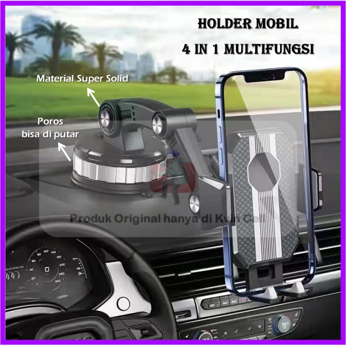 Holder Mobil Hp 4 in 1 Dashboard NC61 Jepit Kuat Ac Magnet Dudukan Handphone Universal Original untuk Pemasangan di dashboard kaca meja lemari bisa potrait landscape 360 derajat