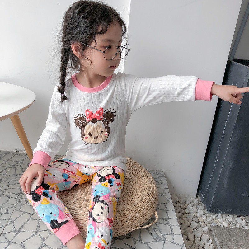 Baju Tidur Anak Lengan Panjang Kaos Tsum Tsum Minnie Mickey