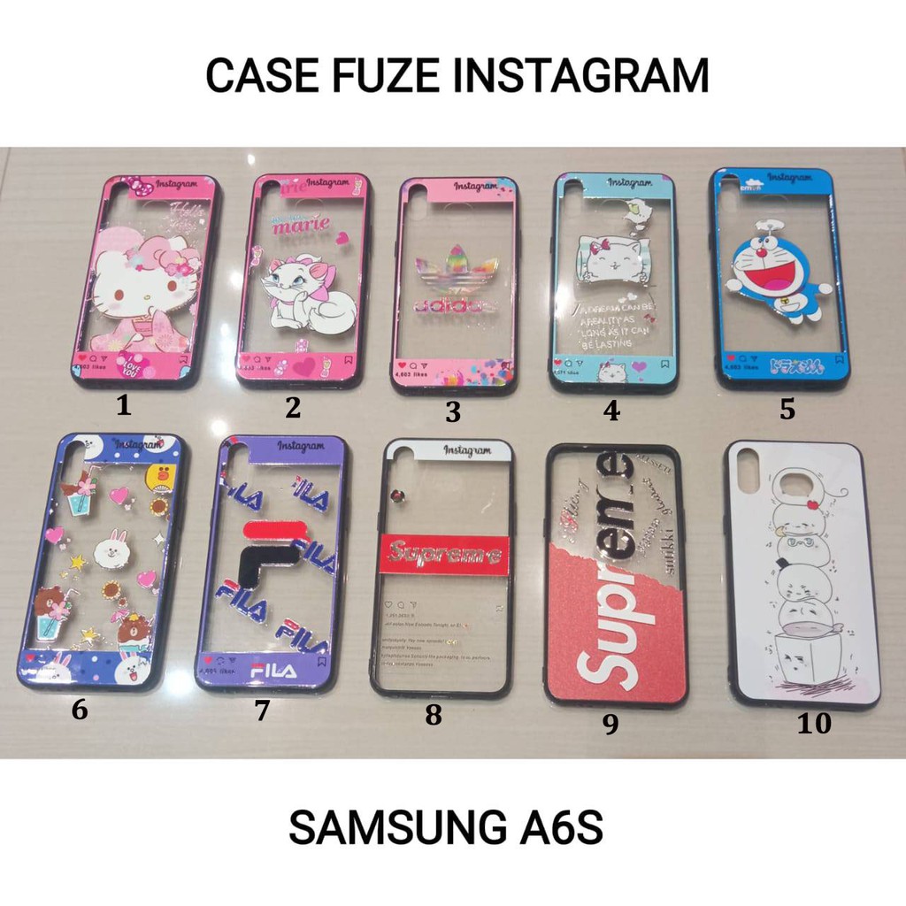 Case Fuze Samsung M10  M20 A6S  A7 2018 J4 PLUS J6 PLUS Glass Model Kartun Casing Cewek