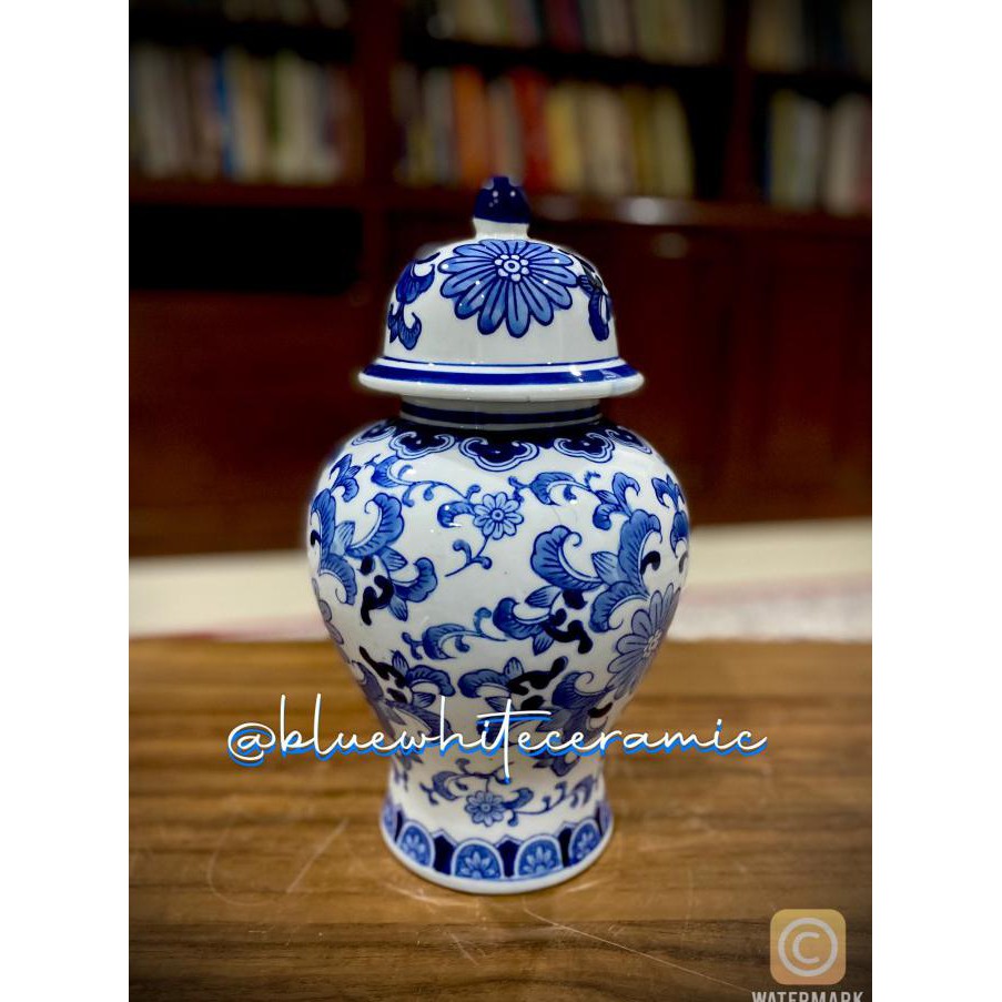 Guci (Tochin) Mini Keramik Antik Cina Motif Dutch #BllueWhite021