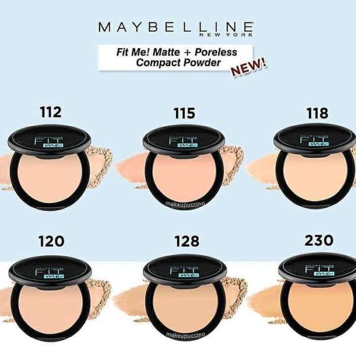 Maybelline Fit Me Series Matte dan Poreless Foundation Tube Pump Compact Powder 12H SPF (VIC)