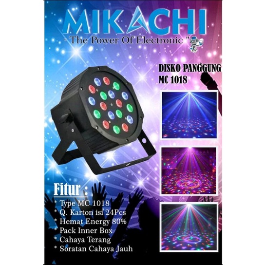 Lampu Disco Pangung 18 Watt MIKACHI MC1018/RGB/LED PARTY LIGHT