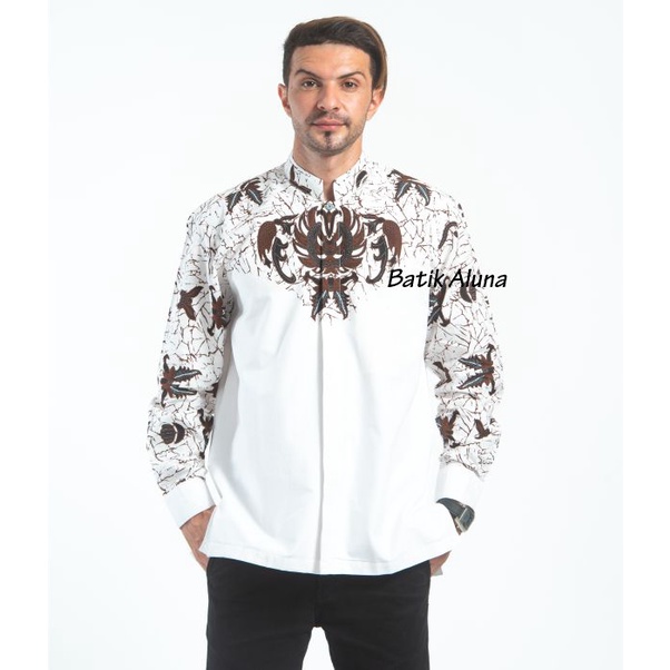 Batik Pria Koko Kemeja Batik Trendi Batik Sholat Ibadah Batik Kantor Lengan Panjang Lapis Furing Ker