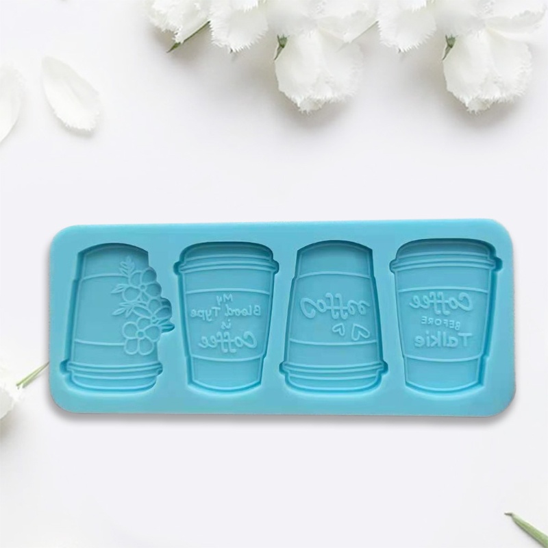 SIY  Epoxy Resin Mold Tray Four Coffee Cups Casting Silicone Mould DIY Crafts Plaster Soap Jewelry Making Tool