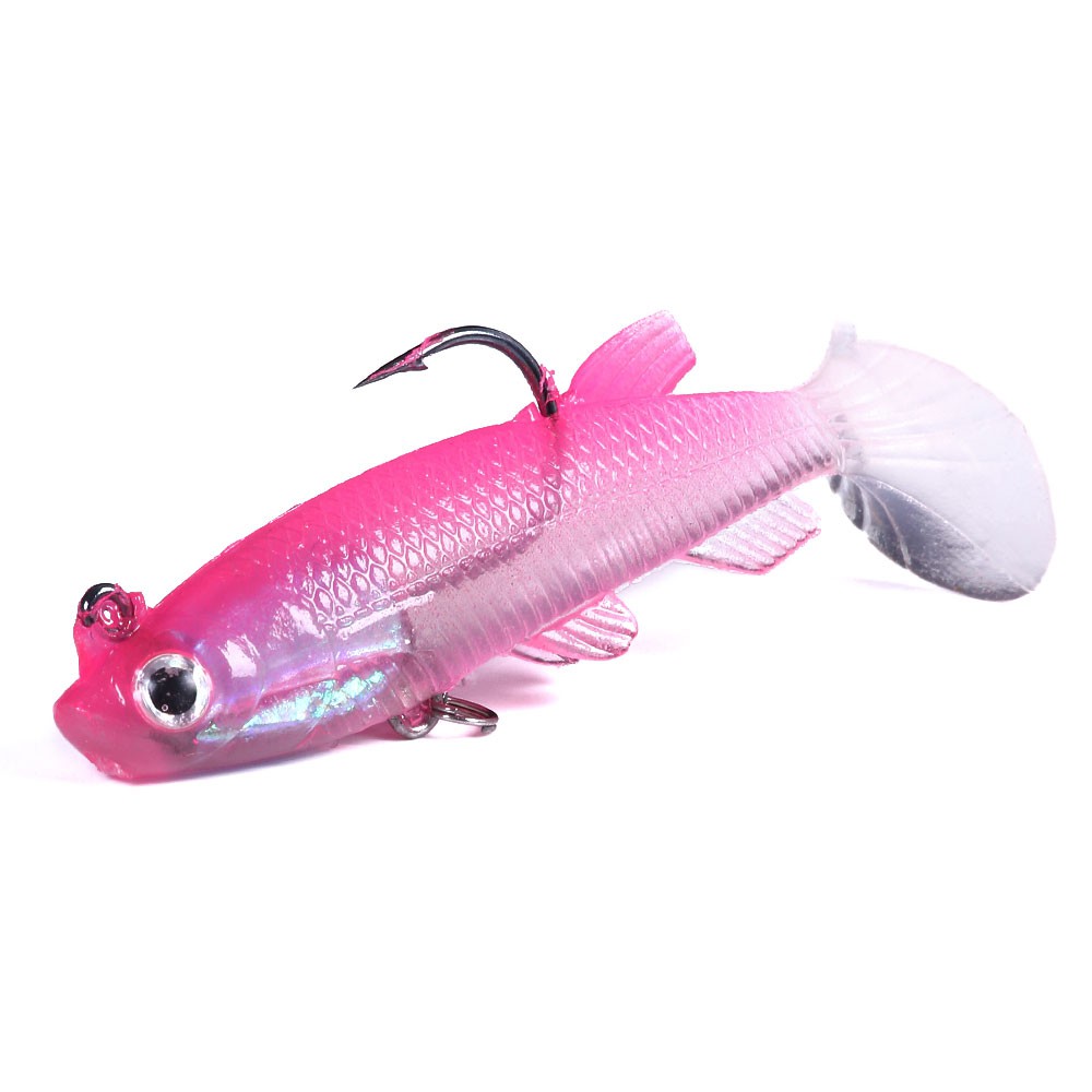 HENGJIA  5 Pieces Soft Fishing Lure Wobbler Swimbait Silicone Isca Artificial Bait Carp Fishing Lead Jig Fish Pesca 12.5g/7.5cm