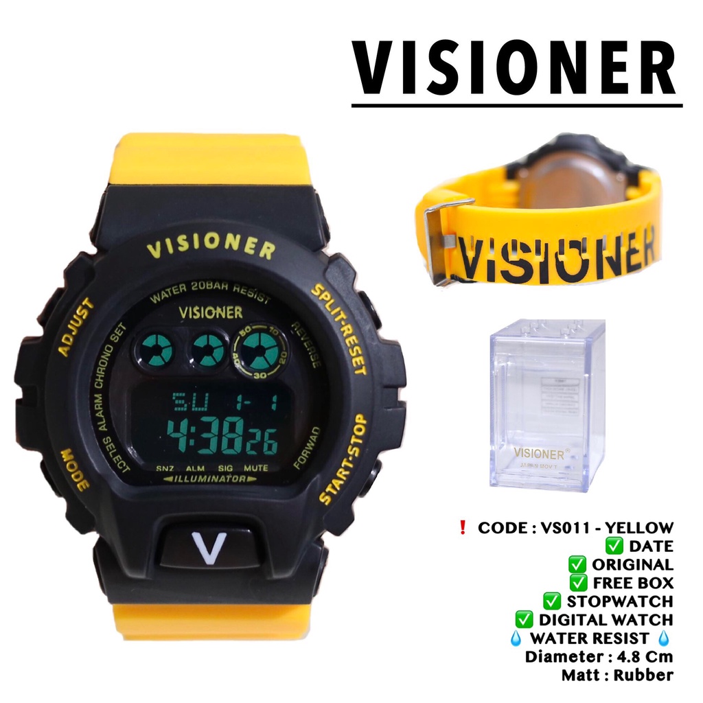 Jam tangan ORIGINAL visioner pria digital free box garansi 1 tahun VS011