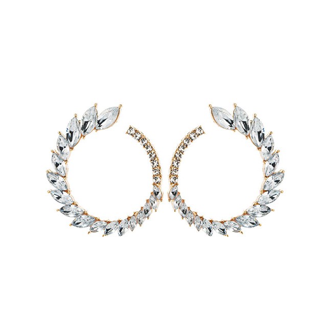 LRC Anting Tusuk Fashion shaped Stud Earrings With Rhinestones D95353