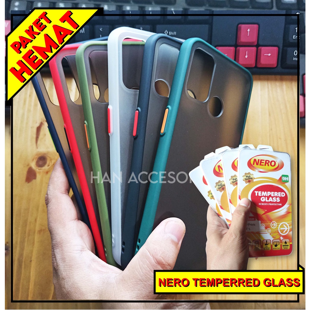 (PAKET HEMAT) Case Fuze Dove + Temperred Glass OPPO A3S/A5S/A7/F9/A11K/A12/A15/A31/A52/A72/A92/A53 2020 Hardcase / Matte Colour / Case Candy