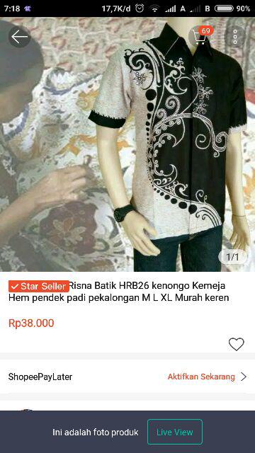 Risna Batik Hrb26 Kenongo Kemeja Hem Pendek Padi Pekalongan M L Xl Murah Keren Batik Pria Wajik Biru