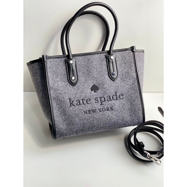 Kate spade Small Tote tweed fabric felt grey multi