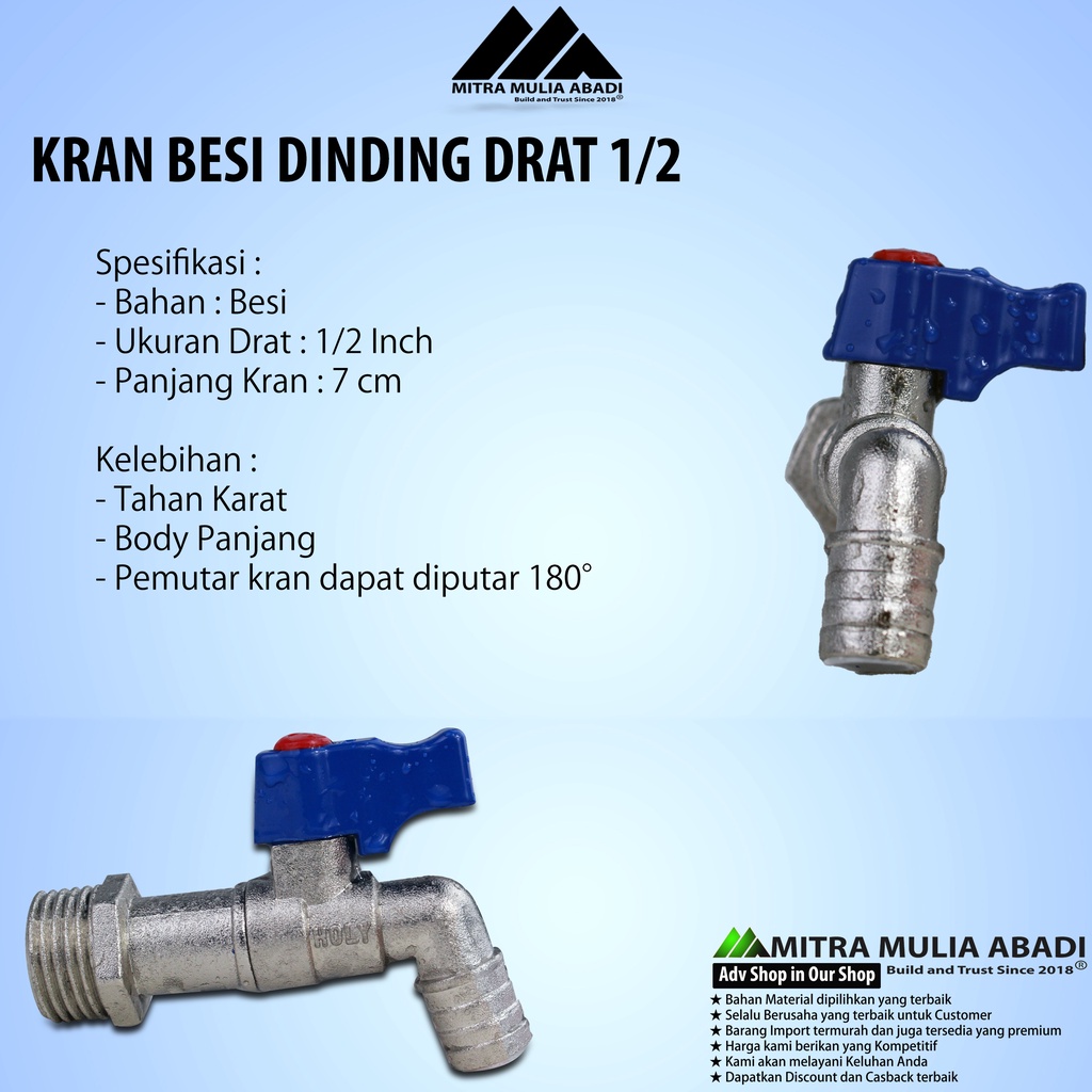 Kran Air Besi 1/2 Inci Keran l Tembok l Taman