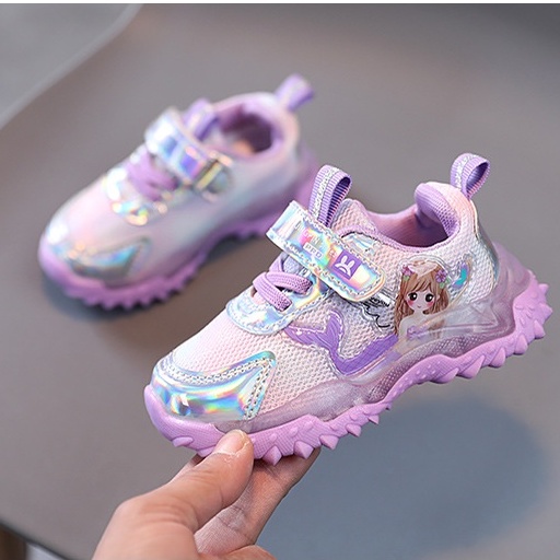 Mermaid LED Sepatu Anak Import Kids Shoes Size 21-30 Usia 1-5 Tahun