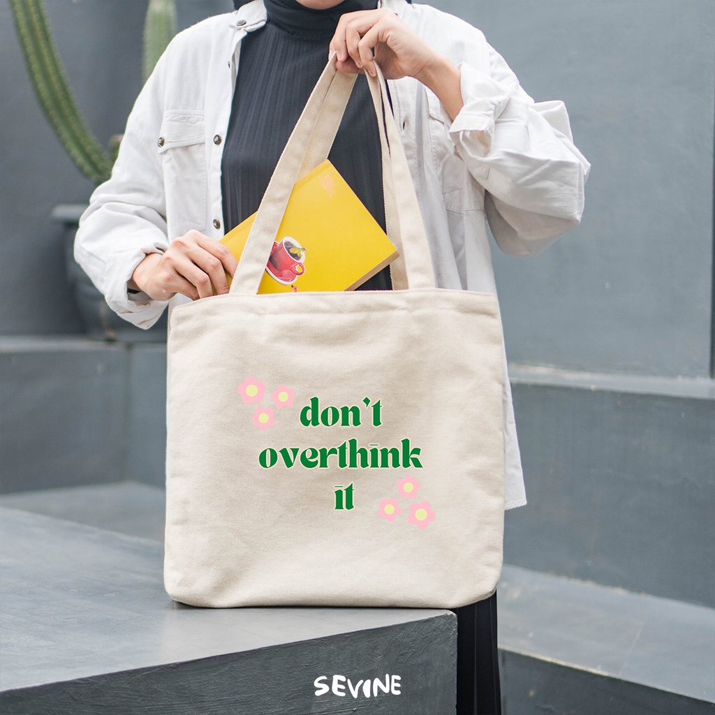 Sevine Tote Bag Kanvas Emily Resleting Kantong Tas Wanita Kuliah Sekolah Fashion Laptop Totebag Kerja Quotes Vintage Aesthetic - VB