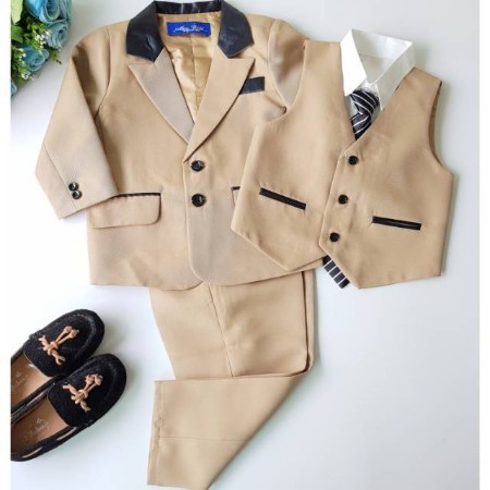 Setelan Jas Anak Laki Premium Usia 1 2 3 5 6 7 8 9 10 COKLAT - Jas Anak Cowok 8in1 Dasi Panjang Tuxedo Coklat Gold