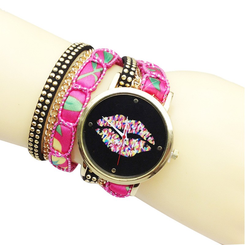 jam tangan motif bibir wind lips watches (1J1) JWA017