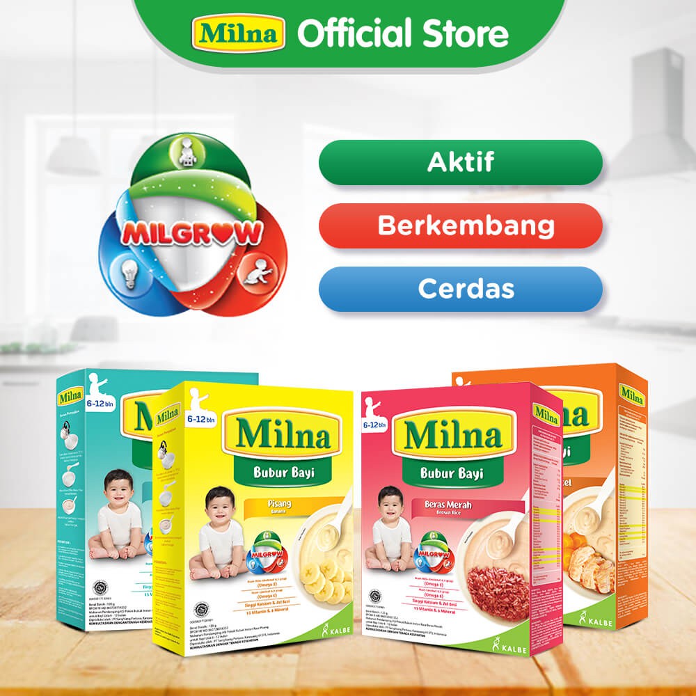 Milna Bubur Reguler Bulan Sup Ayam Jagung/hati ayam brokoli/salmon cah bayam/daging kacang polong120gr