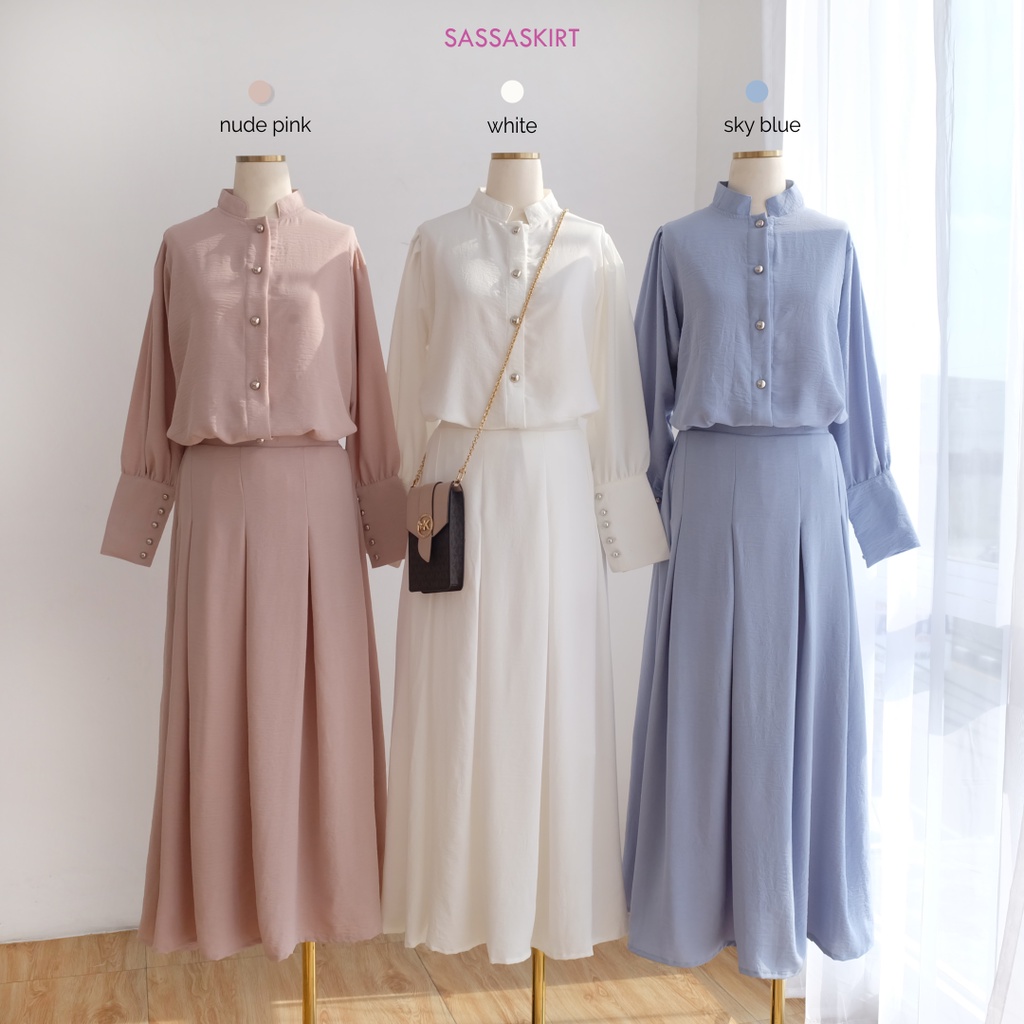 Kailee Pocket Skirt-Sky Blue L