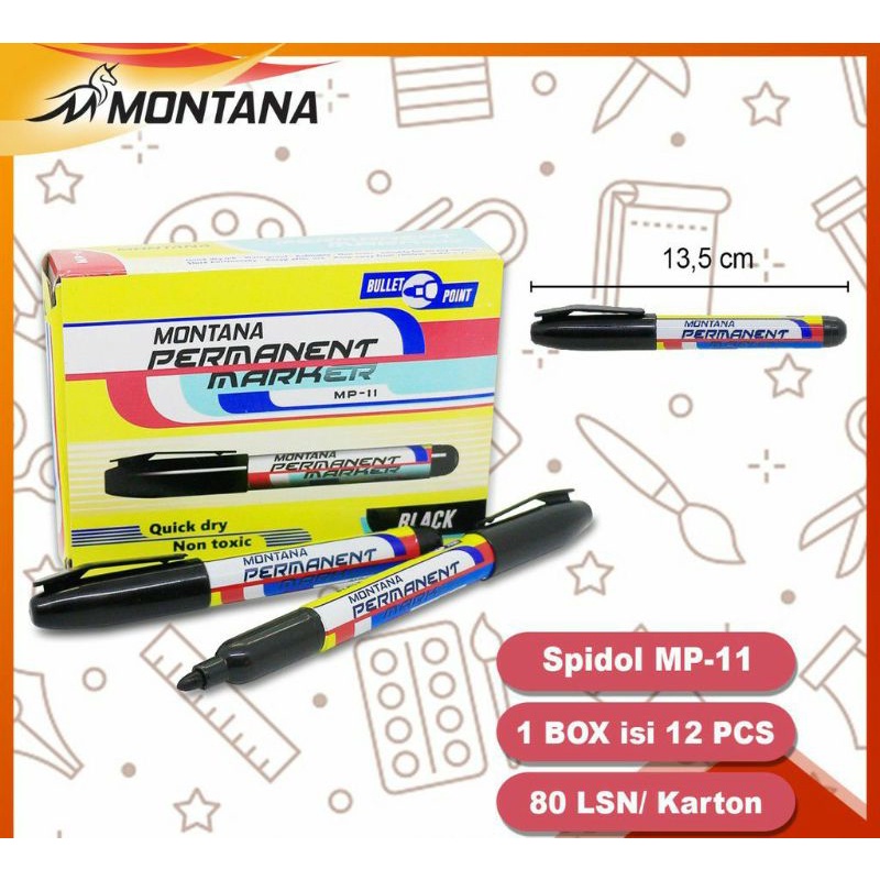 

1 Pc Spidol MP 11 Permanent Hitam Montana