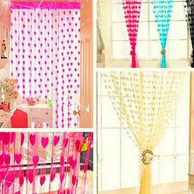 Tirai Benang Gorden Motif Love Bunga Termurah Murah Kamar Tidur Jendela Grosir Pintu Baichuan HTL -