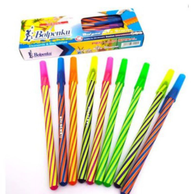 

Bisa COD BOLPENKU Ballpoint Spiral / Pulpen Desain Lilin Spiral 1pack isi 12pcs